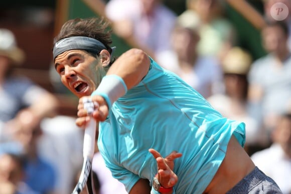Rafael Nadal lors de son match contre Leonardo Mayer aux Internationaux de France de tennis de Roland Garros à Paris, le 31 mai 2014.
