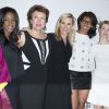 Hapsatou Sy, Roselyne Bachelot, Laurence Ferrari, Audrey Pulvar et Elisabeth Bost (les présentatrices "Le Grand 8") - Avant-première du film "Sous les jupes des filles" à Paris le 2 juin 2014.