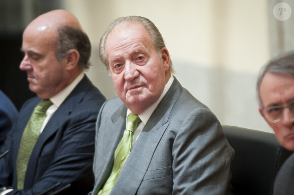 Le roi Juan Carlos Ier d'Espagne remettant le Prix Royaume d'Espagne au palais du Pardo le 4 juin 2014