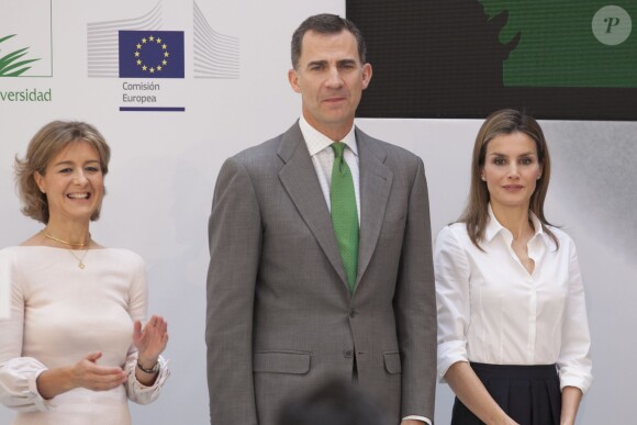 Felipe et Letizia d'Espagne lors de la remise des Prix Européens de l'Environnement le 5 juin 2014 à Madrid.