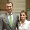 Felipe d'Espagne et son épouse Letizia lors des European Business Awards for the Environment à Madrid le 5 juin 2014. L'héritier de Juan Carlos Ier sera proclamé roi le 19 juin 2014.