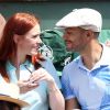 Audrey Fleurot et son nouveau compagnon Djibril Glissant, très complices, assistent à la finale dame lors des Internationaux de France de tennis de Roland Garros à Paris le 7 juin 2014