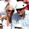 Christine Lagarde et son compagnon Xavier Giocanti assistent à la finale dame des Internationaux de France de tennis de Roland Garros à Paris le 7 juin 2014