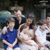 Le prince Joachim avec sa femme la princesse Marie et ses enfants. La famille royale de Danemark s'est réunie au château de Cayx (Lot), en France, le 11 juin 2014 autour du prince Henrik pour fêter ses 80 ans.