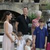 Le prince Joachim en famille avec sa femme la princesse Marie, le prince Henrik, la princesse Athena et le prince Felix pour les 80 ans du prince Henrik de Danemark, le 11 juin 2014 au Château de Cayx (Lot)