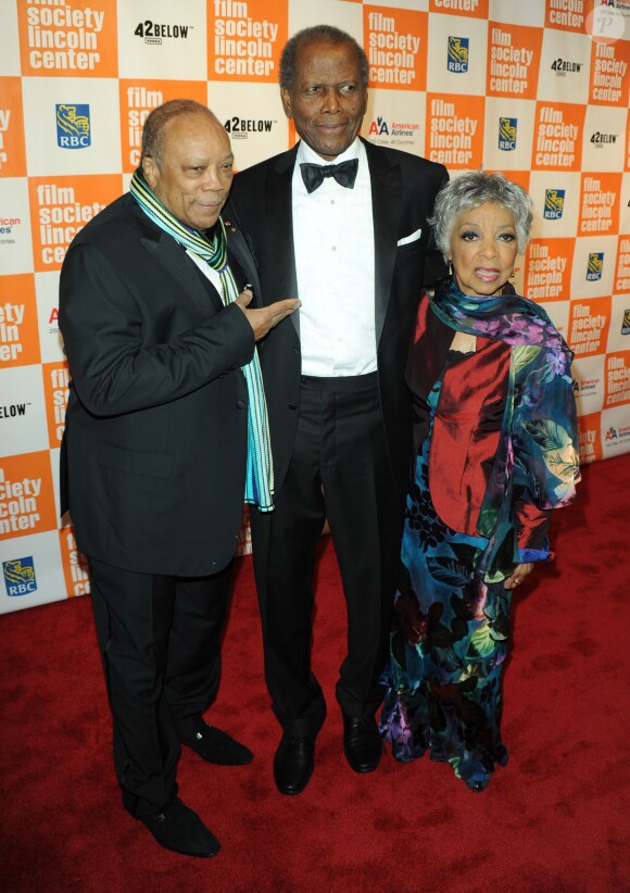 Quincy Jones, Sydney Poitier et Ruby Dee aux 38e annual Chaplin Award, à New York, le 2 mai 2011.