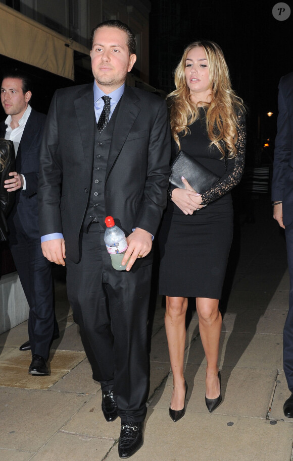 Petra Ecclestone et son mari James Stunt à Londres, le 3 avril 2014 au LouLou's Club de Mayfair