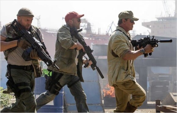Sylvester Stallone, Jason Statham et Randy Couture dans Expendables 3.