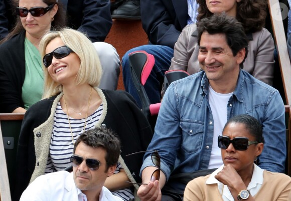 Adriana Karembeu et son compagon André Ohanian aux Internationaux de France de Roland-Garros à Paris, le 9 juin 2012.