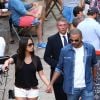 Tony Parker et sa fiancée Axelle Francine se promènent main dans la main à Saint-Tropez. Le 1er juillet 2014.