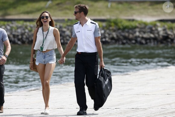 Jenson Button et sa fiancée Jessica Michibata lors du Grand Prix du Canada à Montréal le 8 juin 2014