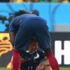 Antoine Griezmann ne peut retenir ses larmes lors de la défaite de l'équipe de France face à l'Allemagne en 1/4 de finale de la Coupe du monde, à Rio le 4 juillet 2014 