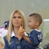 Elodie Mavuba et son fils Tiago - Les Femmes des joueurs de l'équipe de France lors du match France - Allemagne à Rio de Janeiro au Brésil le 4 juillet 2014. L'équipe de France quitte la compétition sur une défaite contre l'Allemange 1 à 0.
