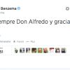 Karim Benzema rend hommage à Alfredo Di Stefano mort le 7 juillet 2014. 