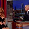 La jolie Poppy Montgomery annonce qu'elle est enceinte de son 3e enfant, sur le plateau du Late Show with David Letterman, le 9 juillet 2014.