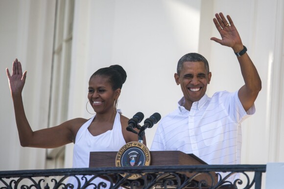 Barack Obama et son épouse Michelle à la Maison Blanche à Washington, le 4 juillet 2014