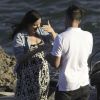 Exclusif - L'acteur David Arquette demande en mariage sa compagne Christina McLarty à Malibu le 2 juillet 2014, en présence de fille Coco et de son jeune fils Charlie.