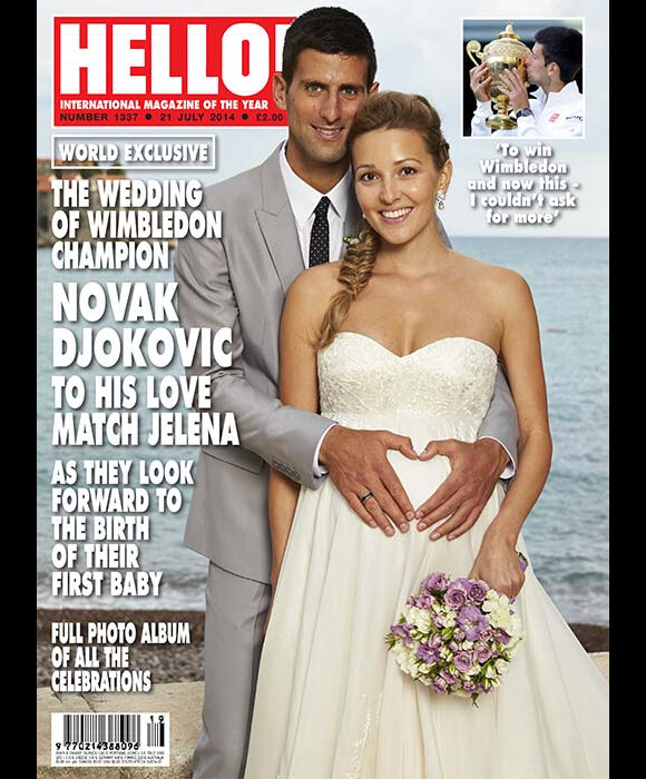 Novak Djokovic et Jelena Ristic mariés et en une du magazine Hello! du 21 juillet 2014