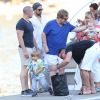 Exclusif - Elton John, David Furnish et leurs deux fils, Elijah et Zachary, à Nice après une journée à Saint-Tropez, le 22 août 2013.