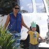 Exclusif - Sparrow Madden (le fils de Nicole Richie et Joel Madden) avec sa nounou à Los Angeles, le 15 juillet 2014.