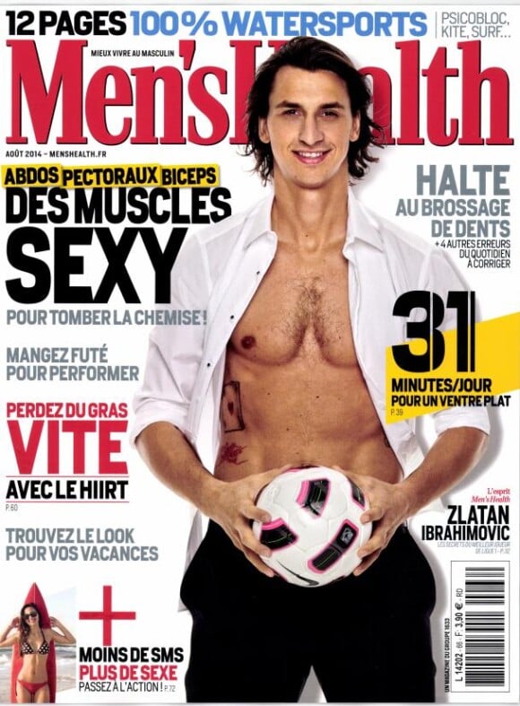 Zlatan Ibrahimovic en couverture de Men's Health, numéro d'août 2014