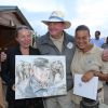 Exclusif - La princesse Stéphanie de Monaco fête le 1er anniversaire de l'arrivée des éléphantes Baby et Népal au domaine de Fontbonne sur la commune de Peille, le 12 juillet 2014. Elle pose ici avec le soigneur Marcel Peters.