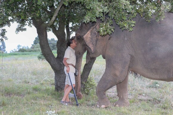 Exclusif - La princesse Stéphanie de Monaco fête le 1er anniversaire de l'arrivée des éléphantes Baby et Népal au domaine de Fontbonne sur la commune de Peille, le 12 juillet 2014.