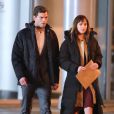Jamie Dornan et Dakota Johnson sur le tournage de scènes de nuit du film "Fifty Shades Of Grey" à  Vancouver, le 9 décembre 2013.