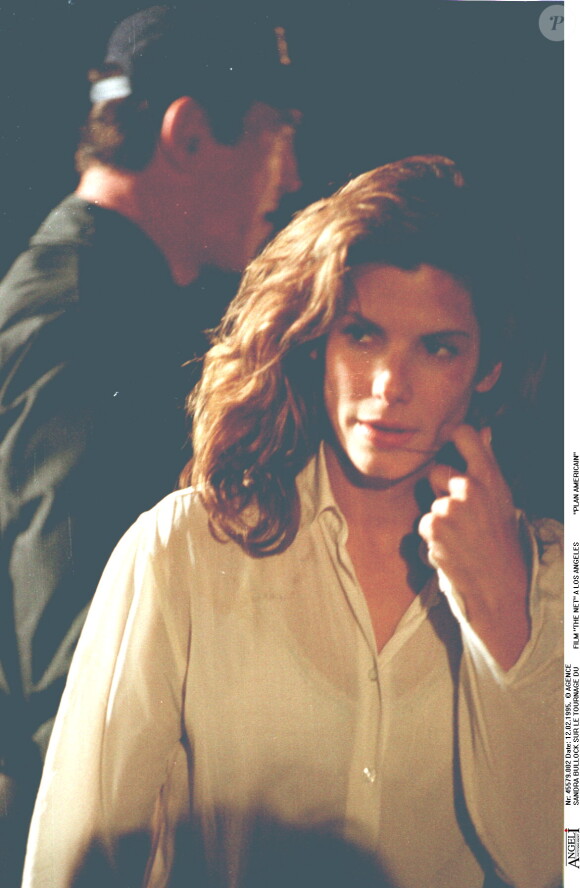 Sandra Bullock sur le tournage de Traque sur Internet en 1995