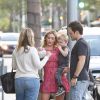 Hilary Duff avec Mike Comrie et leur fils Luca à Beverly Hills, le 29 juillet 2014.
