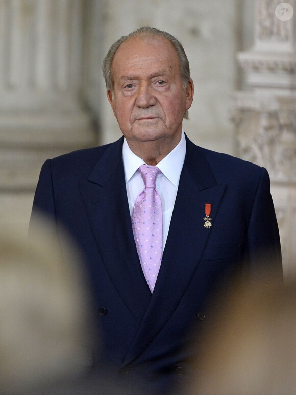 Le roi Juan Carlos lors de la cérémonie officielle d'abdication au palais royal de Madrid, le 18 juin 2014