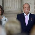  La reine Sofia et le roi Juan Carlos lors de la c&eacute;r&eacute;monie officielle d'abdication au palais royal de Madrid, le 18 juin 2014 