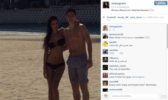 Samir Nasri et sa jolie compagne Anara Atanes à Dubaï - mai 2014