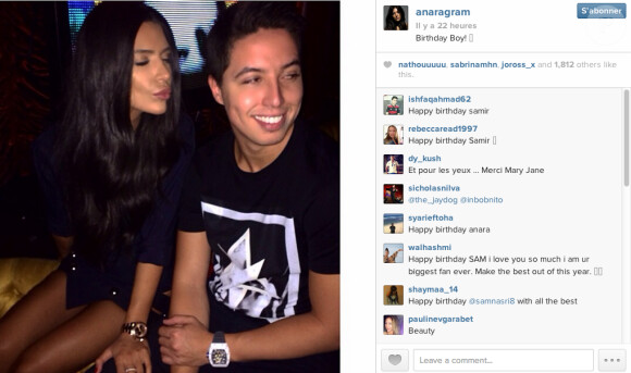 Samir Nasri fête ses 27 ans avec sa belle Anara Atanes le 26 juin 2014. 
