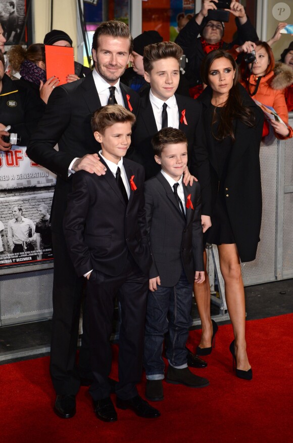 La famille Beckham (sans Harper) à Londres. Décembre 2013.