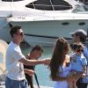Lionel Messi avec son épouse Antonella et leur fils Thiago, à Sabaudia en Italie, le jeudi 31 juillet 2014.