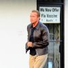 Arnold Schwarzenegger dans les rues de Los Angeles avec sa compagne Heather Milligan, le 7 août 2014.