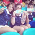 Erika Choperena, compagne d'Antoine Griezmann, en supportrice avec la famille du footballeur français le 20 juin 2014 lors de la Coupe du monde au Brésil