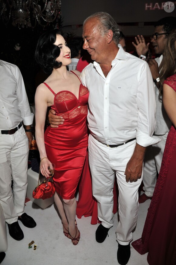 Dita von Teese et Fawaz Gruosi célèbrent les 62 ans du fondateur de de Grisogono au Billionaire. Porto Cervo, le 8 août 2014.