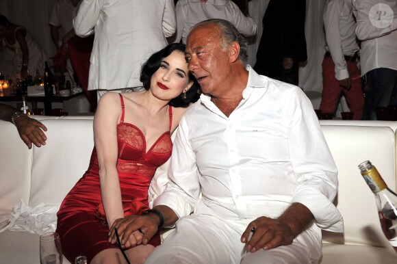 Dita von Teese et Fawaz Gruosi célèbrent les 62 ans du fondateur de de Grisogono au Billionaire. Porto Cervo, le 8 août 2014.