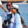 LeBron James et sa femme Savannah Brinson, enceinte, en vacances à Mykonos. Le 15 août 2014.
