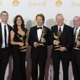 Phil Keoghan, Executive Producers Elise Doganieri, Jerry Bruckheimer, Bertram van Munster et Jonathan Littman aux Primetime Emmy Awards, Los Angeles, le 25 août 2014.