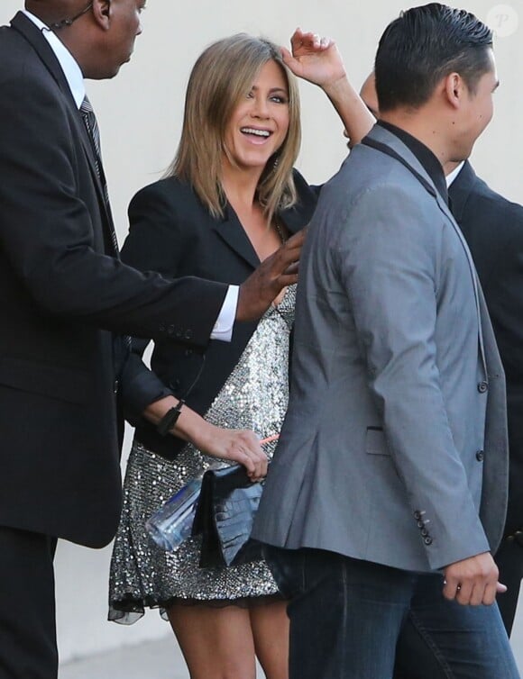 Jennifer Aniston - Arrivée des people sur le plateau de l'émission "Jimmy Kimmel Live!" à Hollywood, le 27 août 2014.