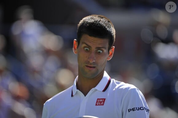 Novak Djokovic lors de son second match à l'US Open face à Paul-Henri Mathieu, le 28 août 2014 à l' US Open at the USTA Billie Jean King National Tennis Center de New York