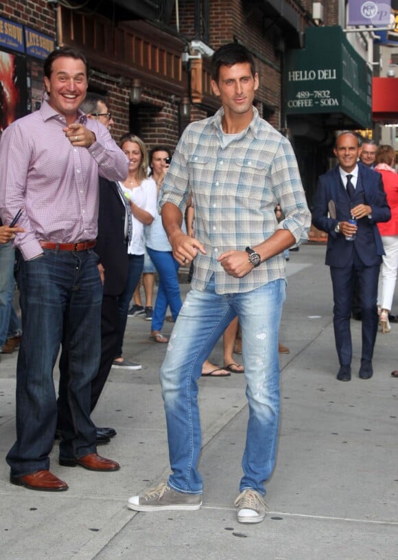 Novak Djokovic avant son apparition au Late Show with David Letterman à Manhattan, à New York le 19 août 2014