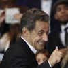Nicolas Sarkozy - People assistent au match de football entre le PSG et Saint-Etienne au parc des Princes à Paris le 31 aout 2014. Le PSG a profité des erreurs de Saint-Etienne pour s'imposer largement (5-0) 