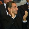 Nicolas Sarkozy lors du match entre le Paris Saint-Germain et l'AS Saint-Etienne, au Parc des Princes à Paris le 31 août 2014