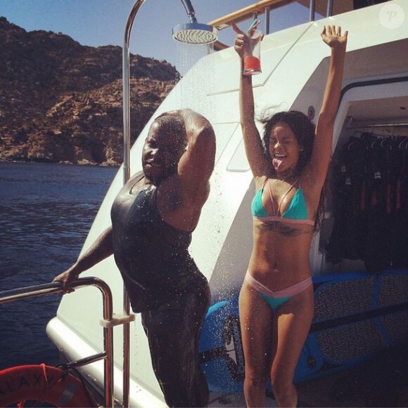Yusef Williams et Rihanna en vacances sur un yacht. Août 2014.