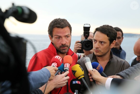 Jérôme Kerviel et son avocat Me David Koubbi à Vintimille en Italie samedi 17 mai 2014.