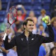 Roger Federer lors de son quart de finale face à Gaël Monfils à l'US Open, à l'USTA Billie Jean King National Tennis Center de New York, le 4 septembre 2014